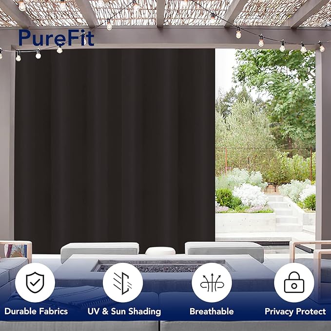 PureFit Outdoor Curtains for Patio Waterproof Weatherproof Outside Curtains | - Image 3