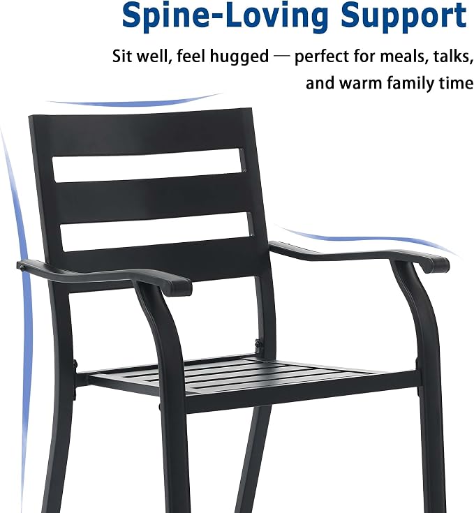 Patio Dining Chairs Set of 6, Metal Patio Furniture Set - Image 3