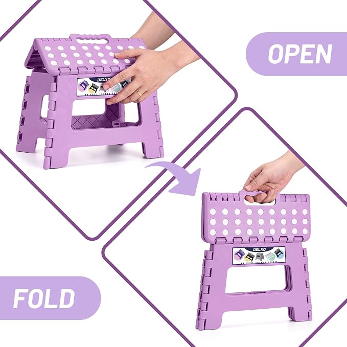 Delxo 9 Inch Kids Step Stool, 300 Lbs Folding Step Stool - Image 4