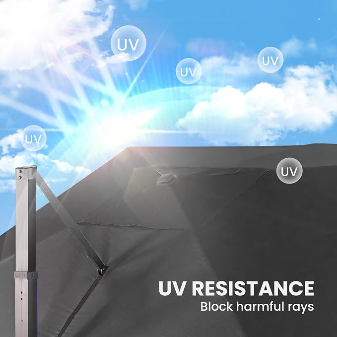 9' X 12' Cantilever Patio Umbrella Rectangular Outdoor Umbrellas | Heavy Duty - Image 9