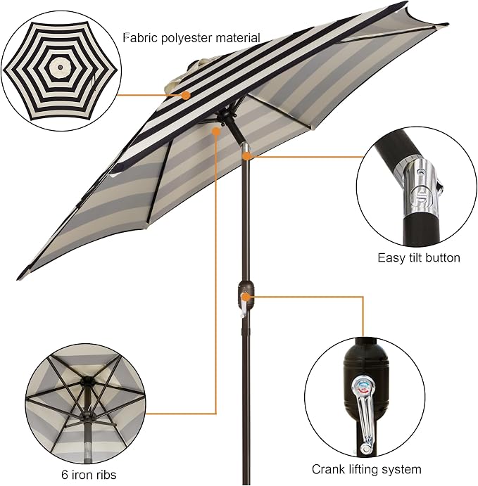 7.5 ft Patio Umbrella, Yard Umbrella, Outdoor Market Umbrella - Image 2
