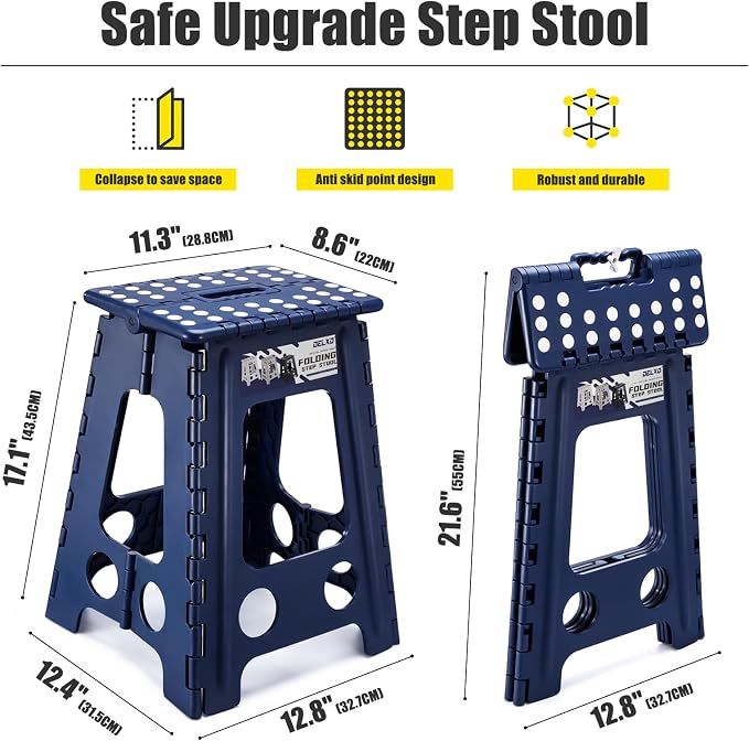 Delxo 17.5 Inch Folding Step Stool, Foldable Step Stool - Image 4