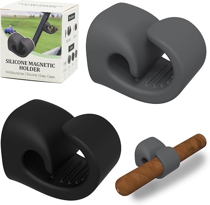 Magnetic Golf Cart Accessory 2-Pack – Silicone Multipurpose Mounts with Strong Grip for Outdoor Use (Black+Gray)