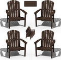 Stackable Adirondack Chairs Set of 4, Compact HDPE, Coffee | 26.3" Wide HDPE by nevilywood