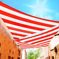 ColourTree 8' x 8' x 11' Right Triangle Red & White Stripes Sun Shade Sail by ColourTree