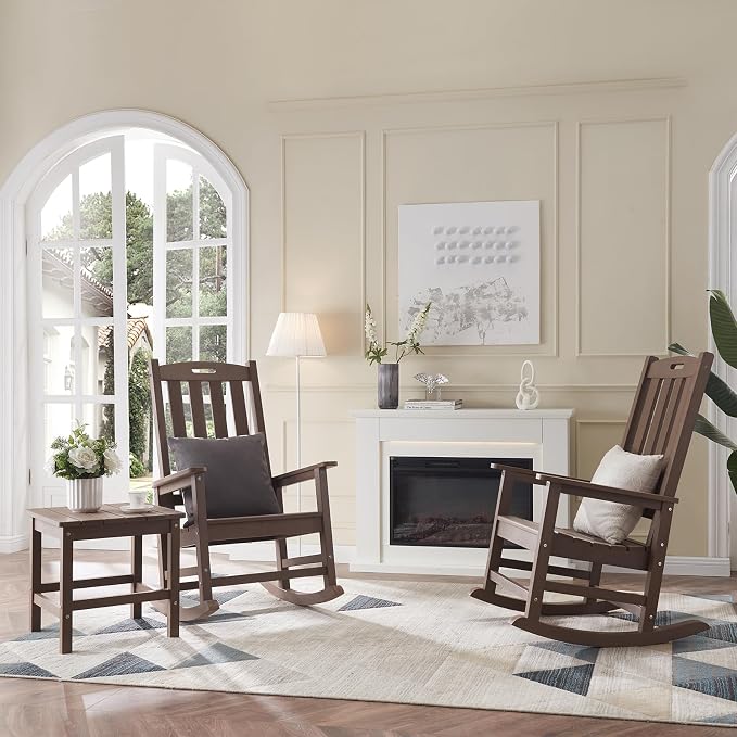 Outdoor Rocking Chairs Set of 2, Oversized Porch Rocker | Weather Resistant - Image 7