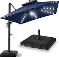Best Choice Products 9x12ft LED Cantilever Patio Umbrella w/Base Included & by Unknown
