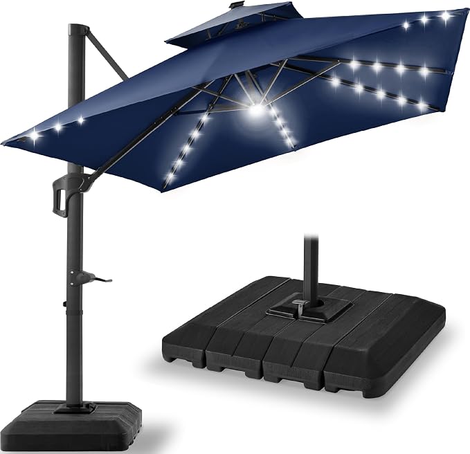 Best Choice Products 9x12ft LED Cantilever Patio Umbrella w/Base Included & by Unknown