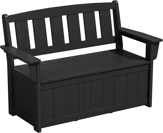 SERWALL HDPE Outdoor Storage Bench, Deck Box by SERWALL
