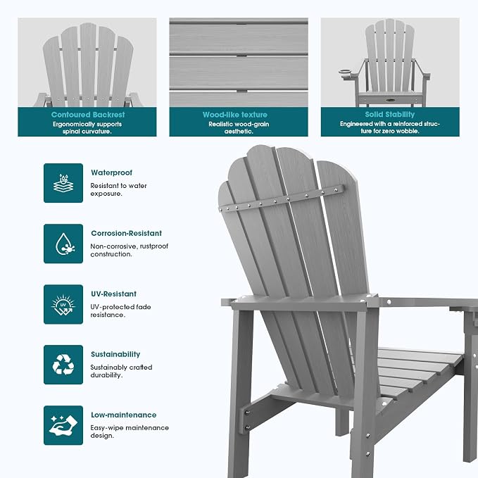 THOEOE Stackable Adirondack Chair Set of 8, Fire Pit Chairs Set of 8 | - Image 6