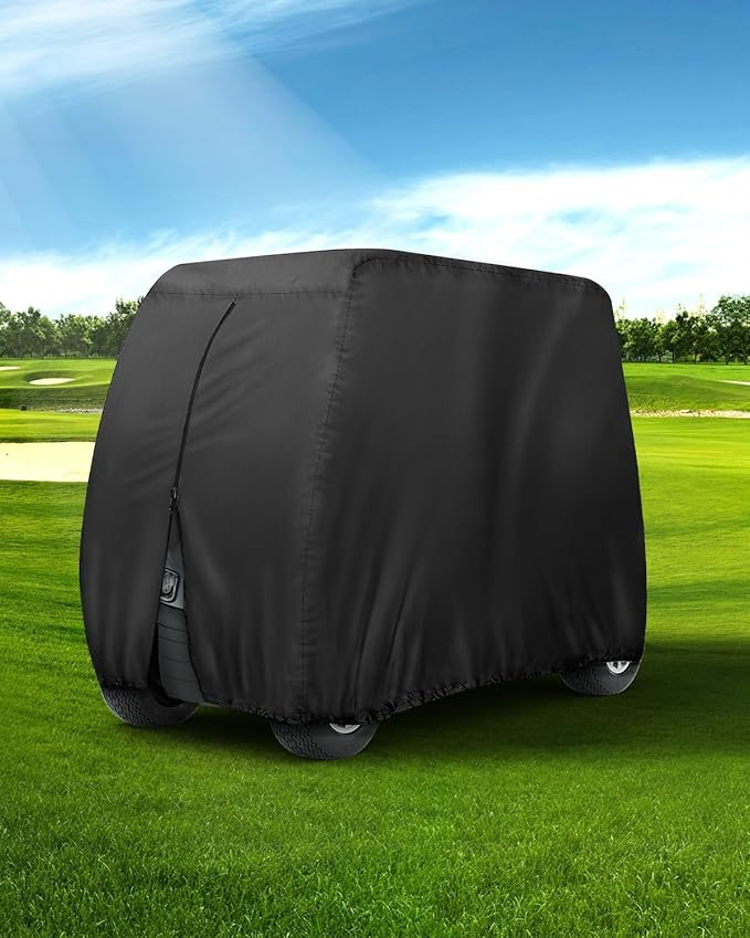 Golf Cart Cover 6 Passenger Heavy Duty, 420D Waterproof Golf Cart Covers Extended Roof Compatible with EZ GO Club Car Yamaha Golf Carts, Outdoor Dustproof 6 Seat Club Car Cover (Up to 150 Inch)