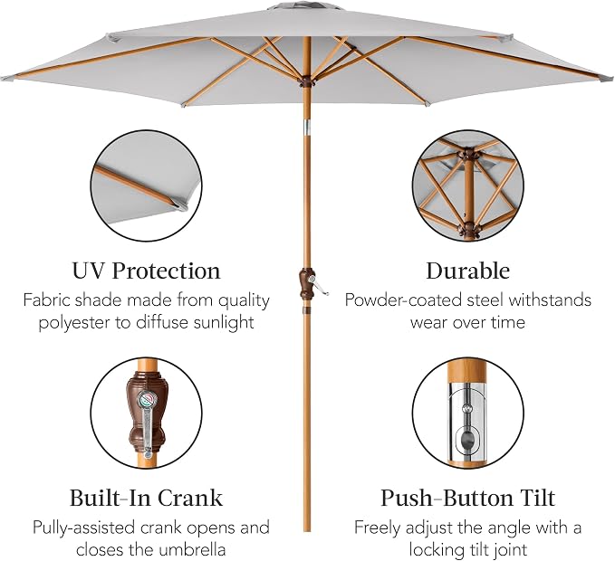 Best Choice Products 10ft Market Umbrella, Outdoor Sun Shade - Image 6