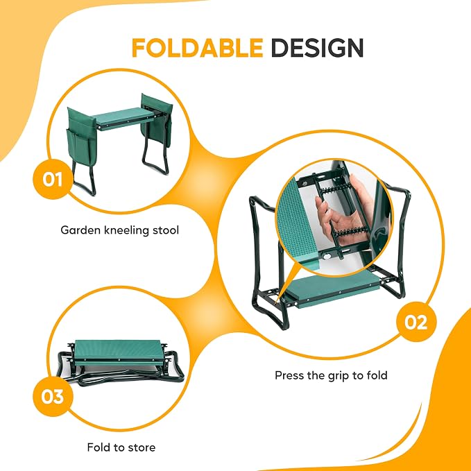 Simple Deluxe Garden Kneeler and Seat, Foldable Kneeling Stool - Image 3
