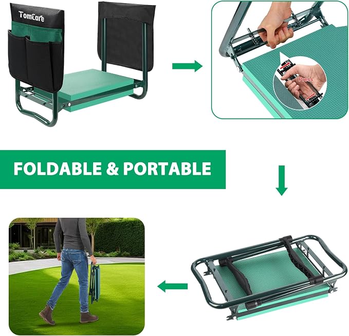 TomCare Garden Kneeler and Seat, 11.12" Kneeling Pad Sturdy Garden Bench | - Image 6