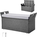VEVOR Outdoor Storage Bench, 2-Person PE Rattan Storage Bench, 40 Gal Deck Box by VEVOR
