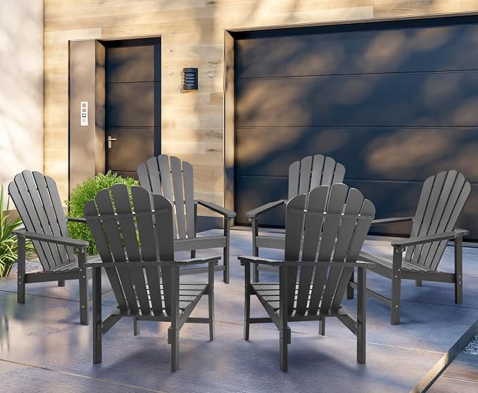 Oversized Stackable Adirondack Chair Set of 6, HDPE Fire Pit Chair | All-Weather - Image 7