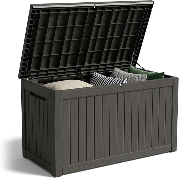 Outdoor Storage Box, 270 Gallon Waterproof Deck Box, Super-Sized Gas-Spring by GraceYourYard