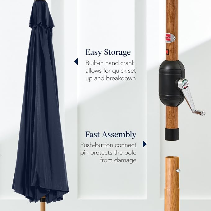 Best Choice Products 10ft Solar Market Patio Umbrella w/Woodgrain Pattern Pole - Image 7