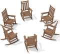 Oversized Outdoor Rocking Chair Set of 6, HDPE Patio Rockers by KINGYES