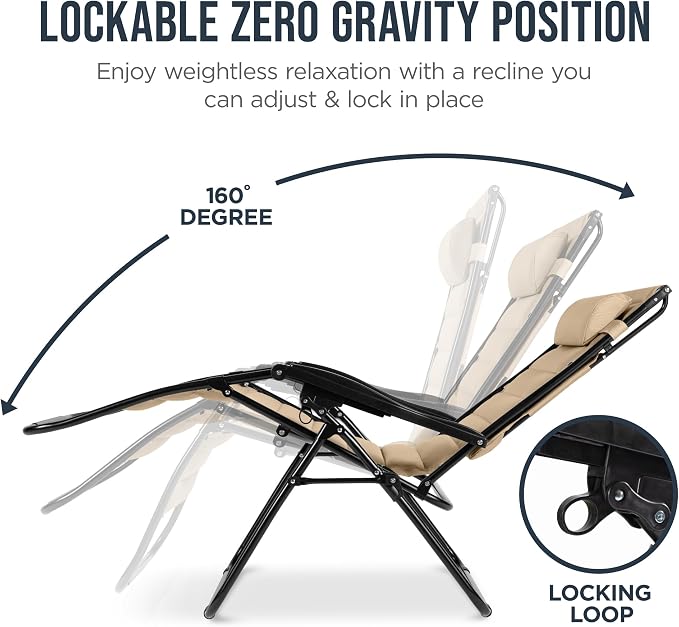 Best Choice Products Oversized Padded Zero Gravity Chair w/Canopy Headrest Cup - Image 7
