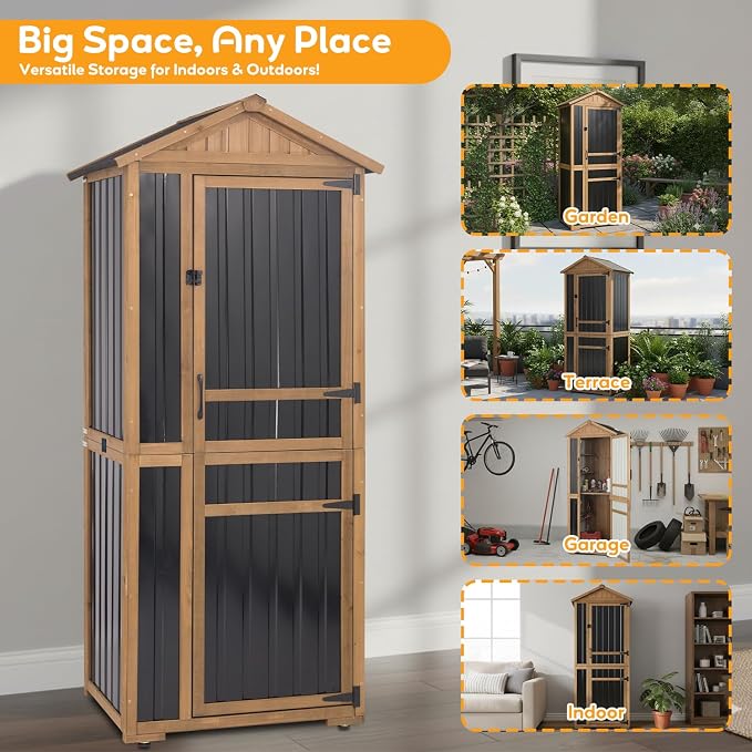 Outdoor Storage Cabinet, Extra-Tall Shed - Image 8