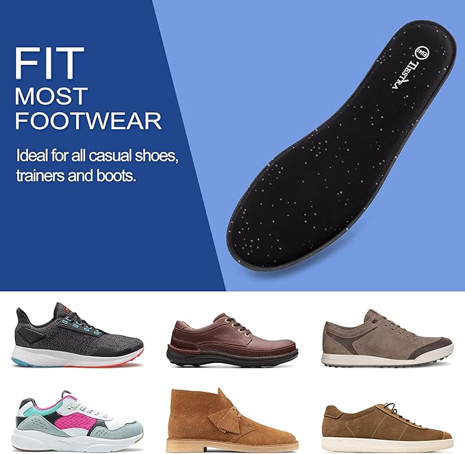 3 Pair -Shoe Inserts for Mens Memory Foam Insoles,Replacement Insoles for Work Boots Running Shoes, Cushion Shock Absorbing for Foot Pain Relief, Comfort Breathable Inner Soles Black 46EU,US13