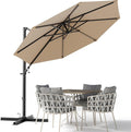 Devoko 10ft Cantilever Patio Umbrella, Round Large Outdoor Umbrella by DEVOKO