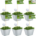 6 Set Golf Party Table Decorations Kit Party Supplies Includes Mini Golf Iron Bucket White Artificial Moss Lawn Flag Centerpiece Wooden Peg for Birthday Sport Themed Desk Rugby Favor (Square)