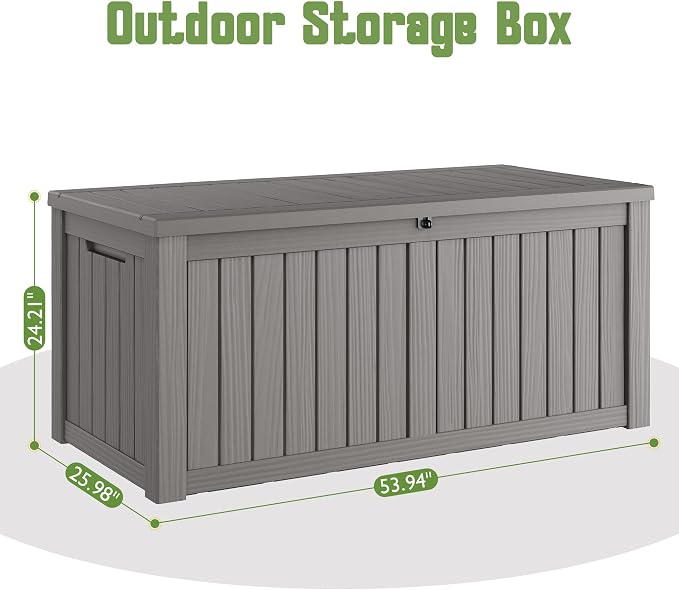 Outdoor Storage Box, 155 Gallon Large Outdoor Resin Deck Box, Storage - Image 2