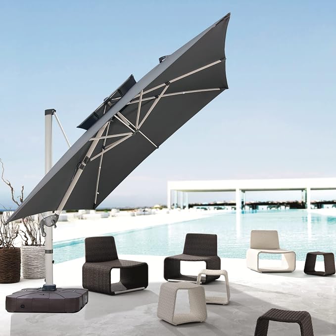Cantilever Patio Umbrella with Cross Base and Cover Included - Image 2