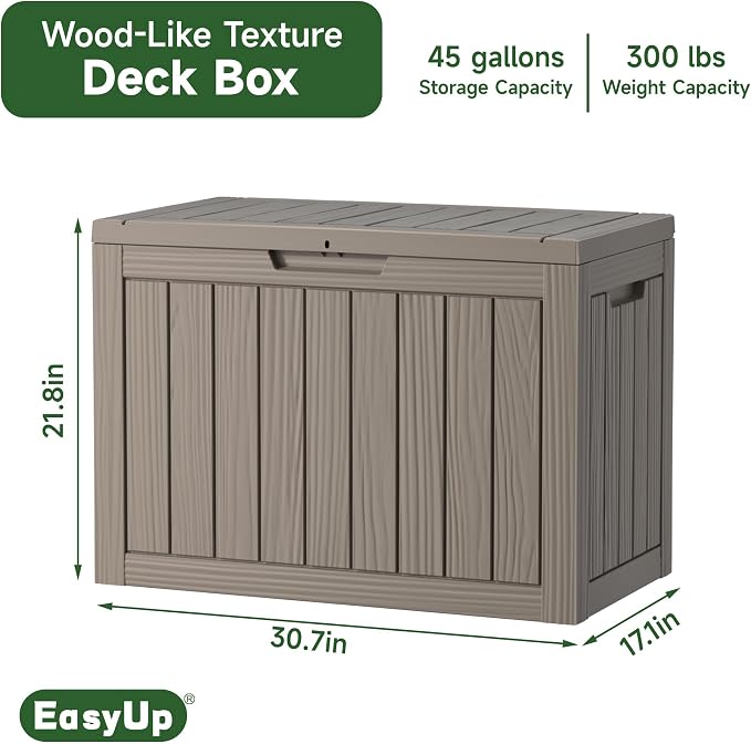 45 Gallon Waterproof Outdoor Storage Box UV Resistant Deck Box | Resin storage - Image 2