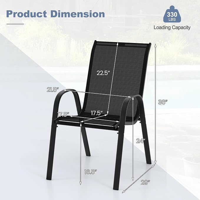 Tangkula Patio Dining Chairs Set of 4, Outdoor Stackable All Weather Heavy Duty - Image 3