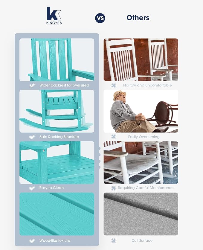 Oversized Outdoor Rocking Chair Set of 2, HDPE Patio Rockers, Aruba | | - Image 8