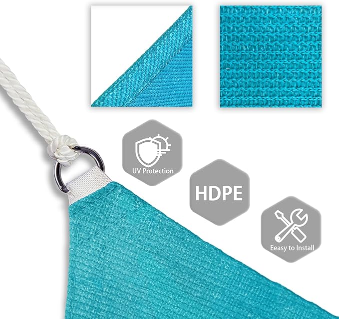Patio Paradise 6' x 6' x 6' Sun Shade Sail Triangle Canopy Shade Cloth Fabric - Image 3