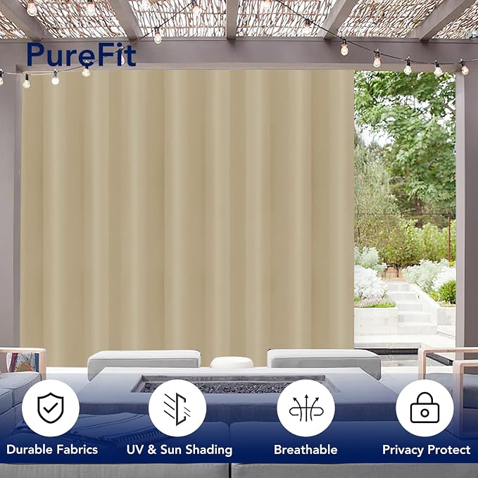 PureFit Outdoor Curtains for Patio Waterproof Weatherproof Outside Curtains | - Image 3