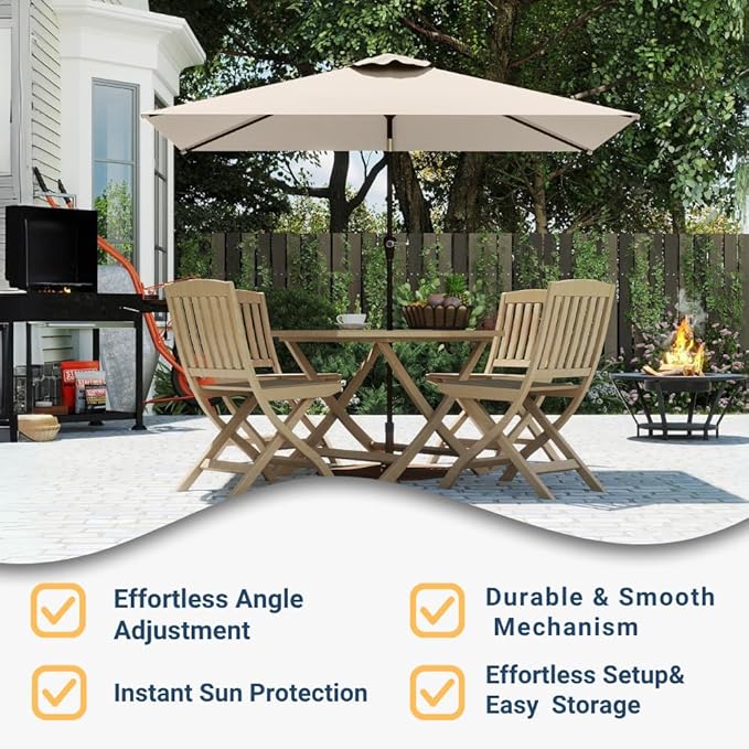 6.5' x 10' Rectangular Patio Umbrella Large Outdoor Market Umbrella w/UV - Image 2