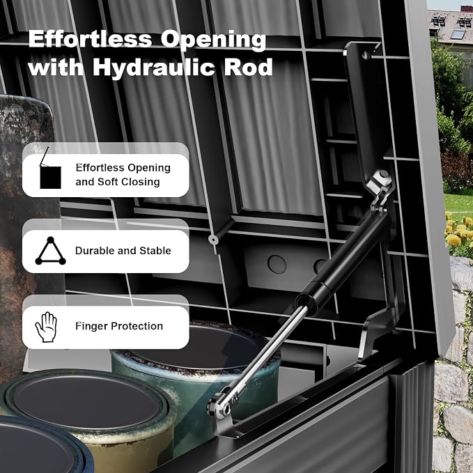 230 Gallon Outdoor Deck Box, Resin Waterproof Storage Box - Image 3