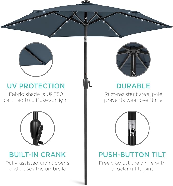 Best Choice Products 7.5ft Solar Umbrella LED Lighted Patio Umbrella, Table - Image 5
