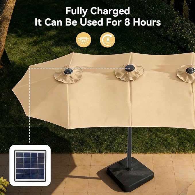 Aoxun 15ft Patio Umbrella with Base Included, Outdoor Double-Sided Rectangular - Image 6