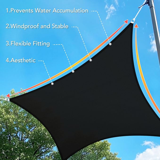 Shade&Beyond Custom Sun Shade Sail 16'x20'RectangleSun Sail Shades Patio UV - Image 3