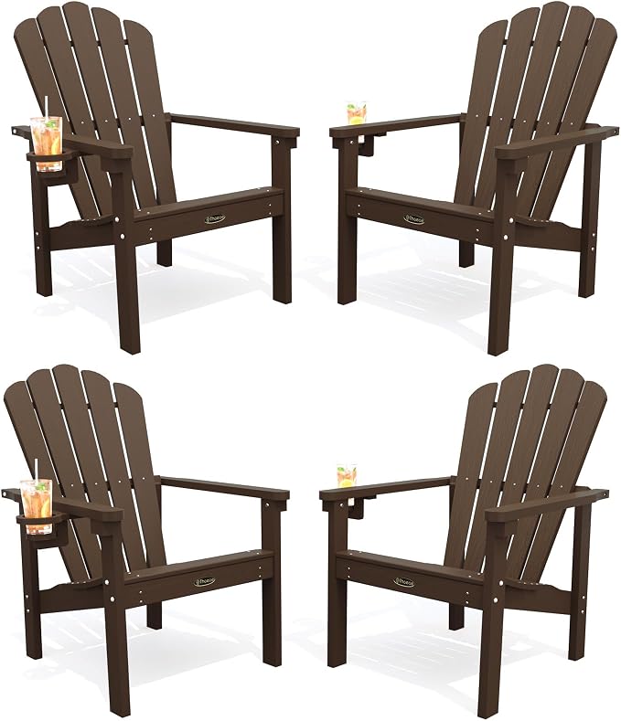 THOEOE Stackable Adirondack Chair Set of 4, HDPE Fire Pit Chairs Set of 4 | by THOEOE