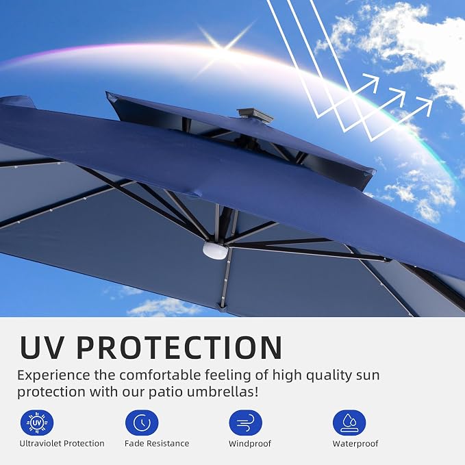 JZAC & QZYD 9x9 FT Cantilever Offset Patio Umbrella - Image 8