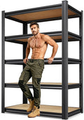 71.2''H Wood Storage Shelves, Garage Shelving, Adjustable Garage Shelves by KORVENA