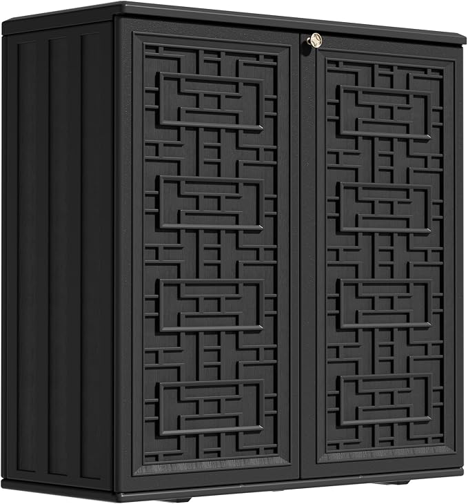 ZZM HDPE Outdoor Storage Shed, Outdoor Plastic Storage Cabinet, Horizontal by ZZM
