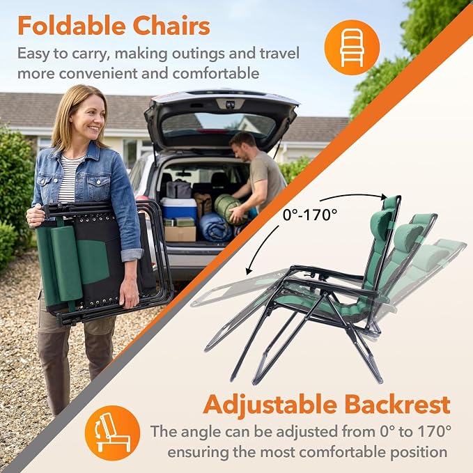 Oversized Zero Gravity Lounge Chair, Foldable Lawn Recliner Outdoor Chair | - Image 6