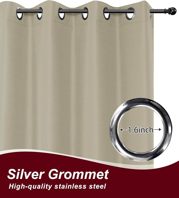 Grommet Outdoor Curtains for Patio Waterproof 8 Pcs 54x120 In Taupe | - Image 2