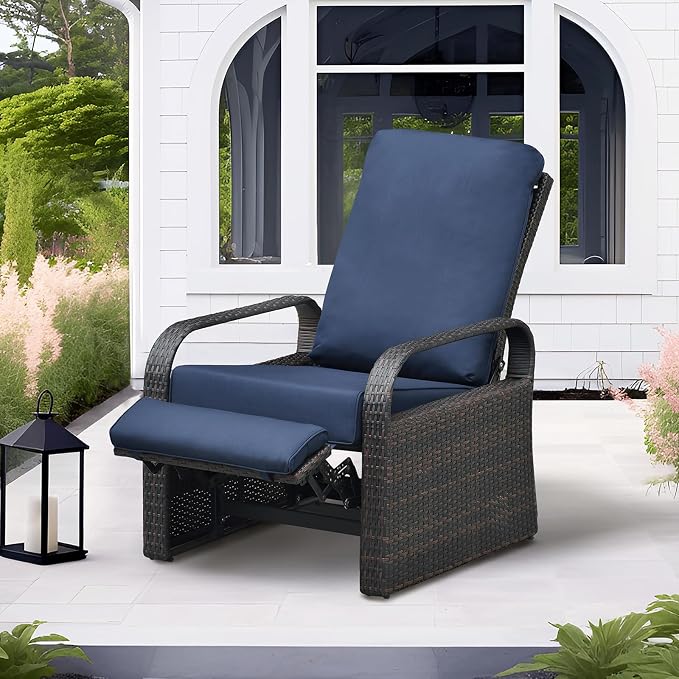 Indoor Outdoor All-Weather PE Wicker Adjustable Reclining Lounge Chair - Image 8