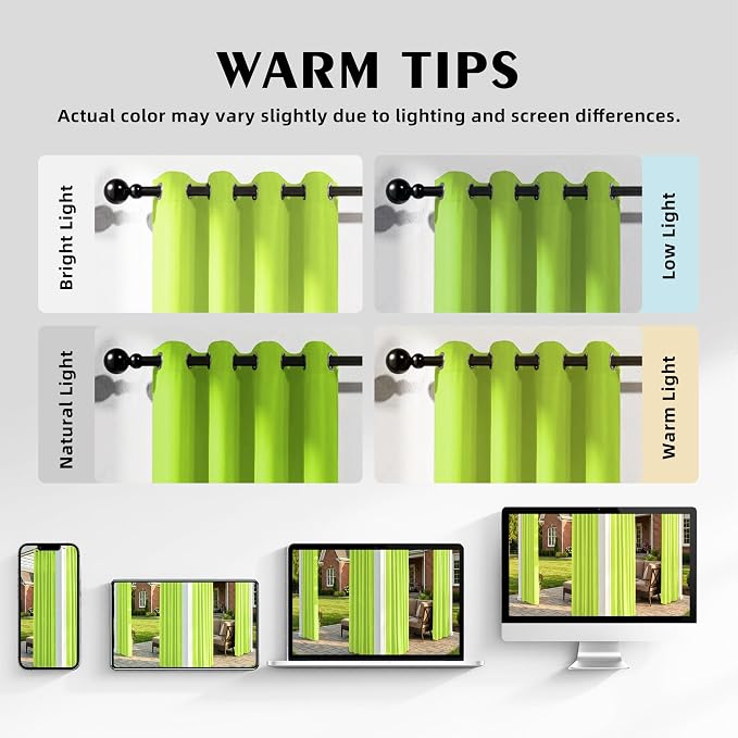 Set of 4 Outdoor Curtains for Patio Waterproof, Breathable Grommet Panels for - Image 5