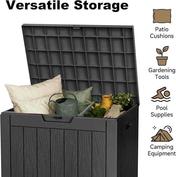 35 Gallon Outdoor Deck Box Lockable Waterproof Storage Black | Heavy-duty resin - Image 6