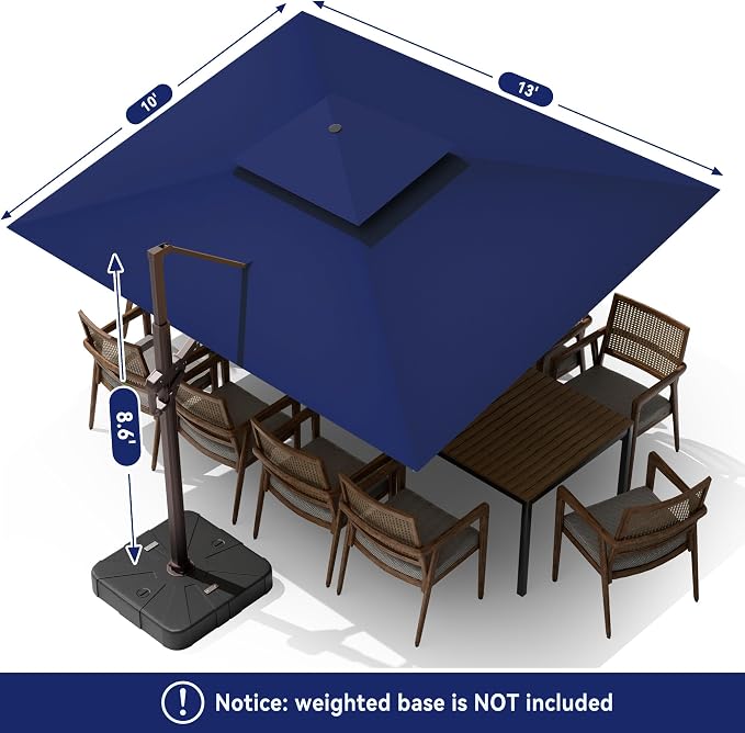 10x13FT Cantilever Patio Umbrella - Image 9